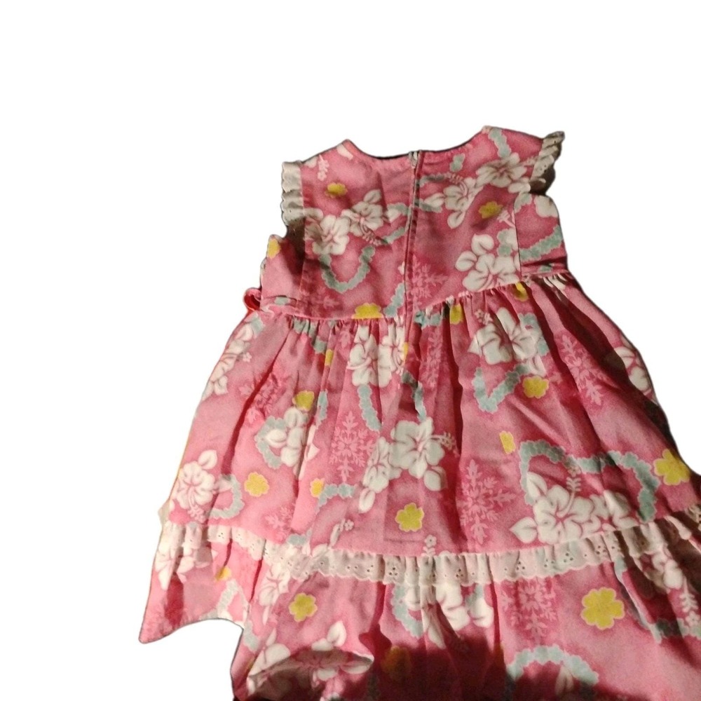 Vintage Kole Kole Girls 5 Dress Pink Hawaiian Tropical Floral  Aloha 80s‎ EUC